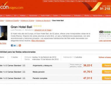Halcon Viajes – Ficha hotel