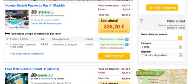 Halcón Viajes - Página de resultados